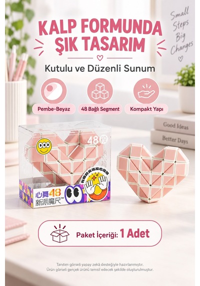 Magic Snake Sihirli Yılan Zeka Küpü 48 Parça Bükülebilir Kalp Şekilli Akıl Oyunu Turuncu Beyaz