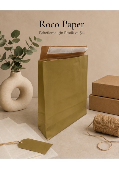 Yapışkan Bantlı Kraft Kese Kağıdı, Altın Renk, 25x8x30 Cm - 24'lü Paket, Hediye Ve Kargo Zarfı