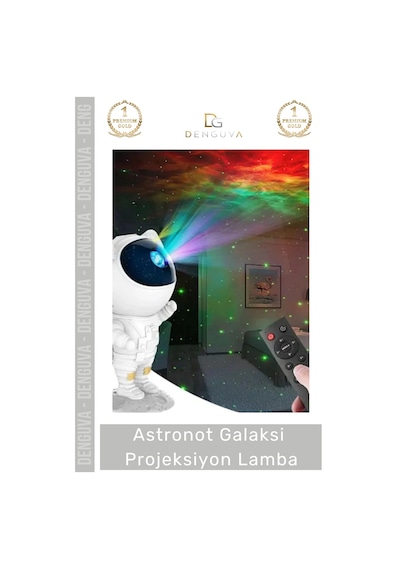 Projeksiyon Uzay Kumandalı Yıldız Gökyüzü Gece Lambası Modern Astronot Galaksi Projeksiyon Lamba Çok Renkli