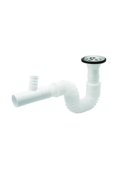 Tek Çatal Körüklü Lavabo Sifonu Çamaşır Çıkışlı