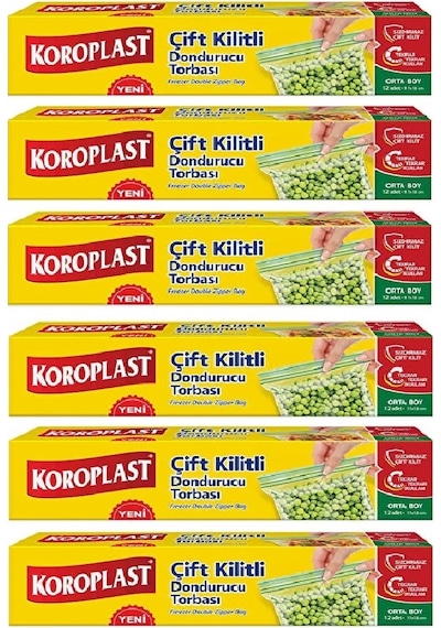 Koroplast Çift Kilitli Dondurucu Torbası Orta Boy 6 x 12'li 17 x 18 CM