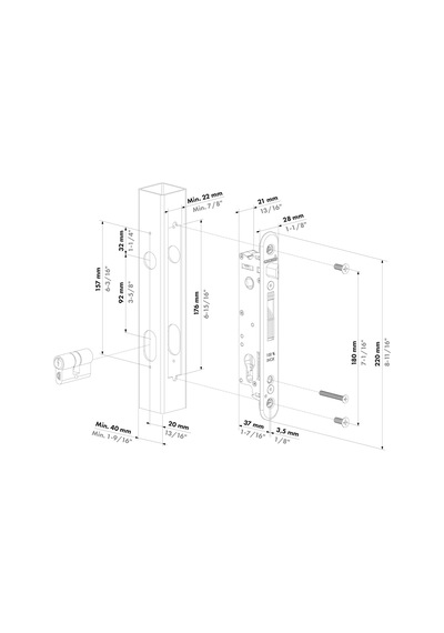 Locinox 40mm Profıl Icın 20mm Gerı Cekmelı Kapı Kılıdı Fortylock