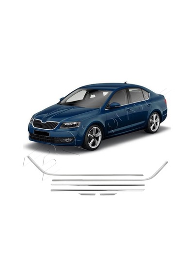 Skoda Octavia A7 Uyumlu 2013 Ve Üzeri Krom Cam Çıtası 6 Parça Paslanmaz Çelik