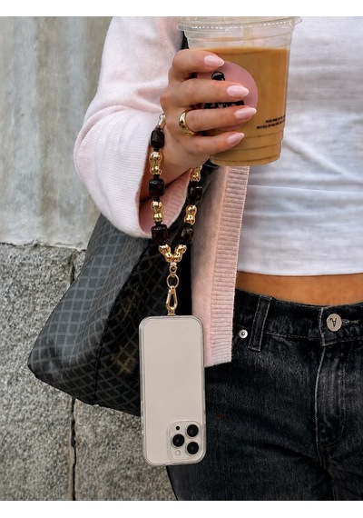 Les Petites Mains Kahverengi Boncuklu Gold Detaylı Telefon Bilek Askısı Cep Telefonu Askısı Ve Aksesuarı Les Petites Mains Kahverengi Boncuklu Gold Detaylı Telefon Bilek Askısı Cep Telefonu Askısı Ve Aksesuarı