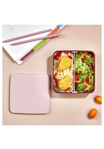 2 Katlı Kare Lunchbox Yemek Saklama Kabı Beslenme Kutusu Seti-sporcu Öğrenci Fitness Okul Işyeri Mürdüm