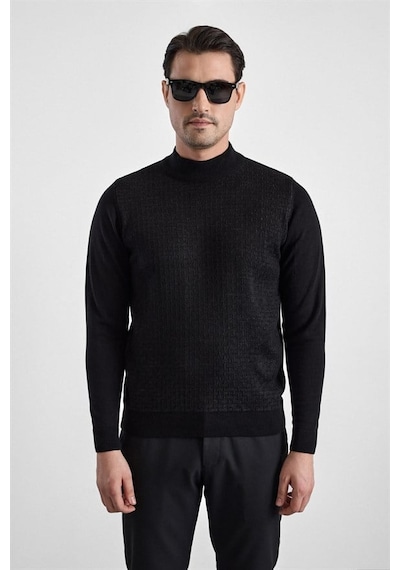 Süvari Siyah Regular Yarım Balıkçı Yaka Kazak Tr2013700500-s09