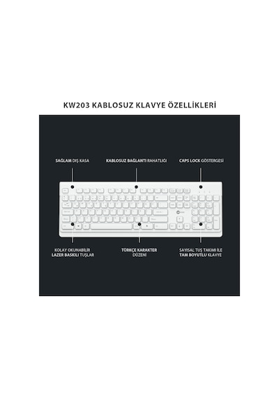 Lecoo KW203 Kablosuz Türkçe Q Klavye & Mouse Set