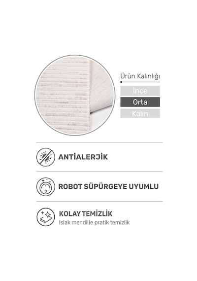 Fiona Yumuşak Dokulu Modern Halı Parlak Akrilik, Robot Süpürge Uyumlu, Lazer Kesim Krem - Vizon