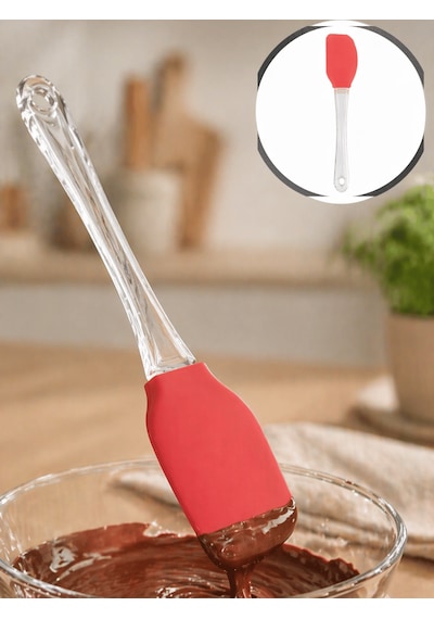 Beylini Silikon Spatula Premium Çok Amaçlı Esnek Uçlu Çıkarılabilir Başlıklı Isıya Dayanıklı Pasta Mutfak Kırmızı