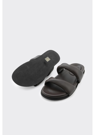 Derinet Hakiki Deri Comfort Taban Kadın Terlik Kahve Kahve