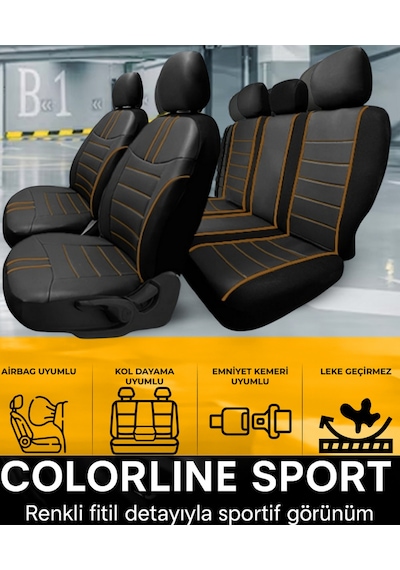 Ford Fiesta 2008 Ve Sonrası Uyumlu Colorline Sport Deri Siyah - Taba Koltuk Kılıfı