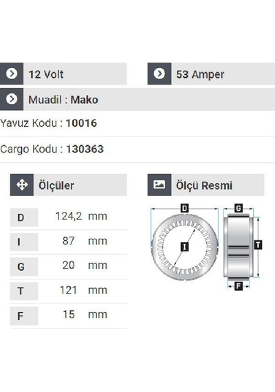 Nursan 110112 Statör 12v 53a Mako Tip 4 Uçlu Em