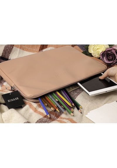 Laptop Kılıfı Suni Deri Iç Ölçüleri: 27x37 Cm Somon