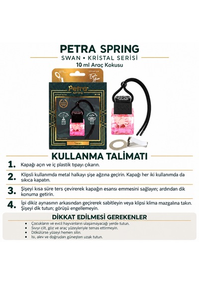 Kristal S. Swan Premium 10 Ml Oto Kokusu , Metal Klipsli , Araç Kokusu, Araba Kokusu, Oto Aksesuar, Oto Kokusu, Otomobil Kokusu, Petra Spring Araç Ve Ortam Kokuları