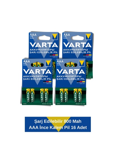 Power Şarj Edilebilir İnce Kalem Pil 800mah Aaa 16 Adet