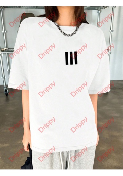 Flood Of Style 3 Çizgi Baskılı Beyaz Erkek Tshirt Beyaz