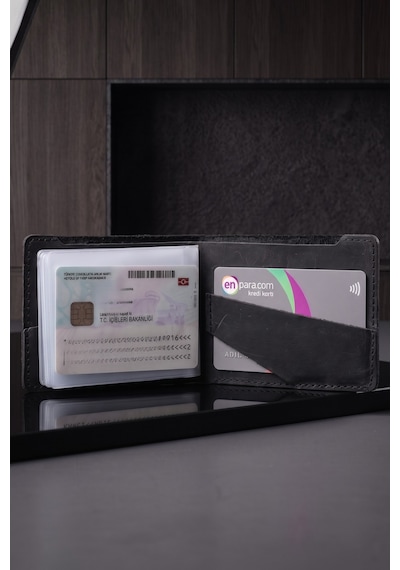 Luvo Hakiki Dana Derisi El Yapımı 10 Kart Bölmeli Unisex Minimalist Cüzdan Kartlık İnce Kompakt Kağıt Para Ve Kart Bölmeli Cüzdan Siyah