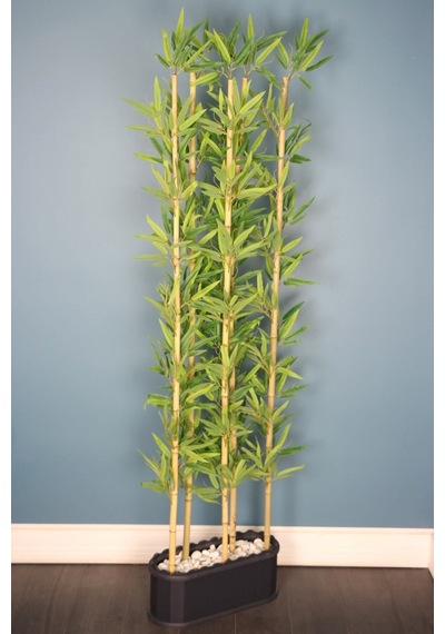 Yapay Çiçek Deposu Dekoratif Saksıda Kırçıllı Yaprak 5 Çubuklu Bambu Seperatör 20x50x200cm