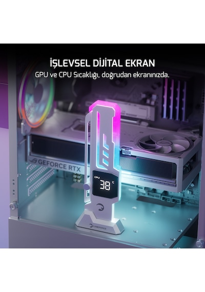 Gamepower Heatsync V2 Argb Dikey Ekran Kartı Tutucu Beyaz
