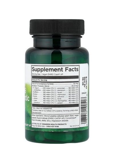 Swanson Vitamins, Dr Stephen Langer's Ultimate 16 Strain Probiotic With Fos, 60 Vegan Embo Caps Ap