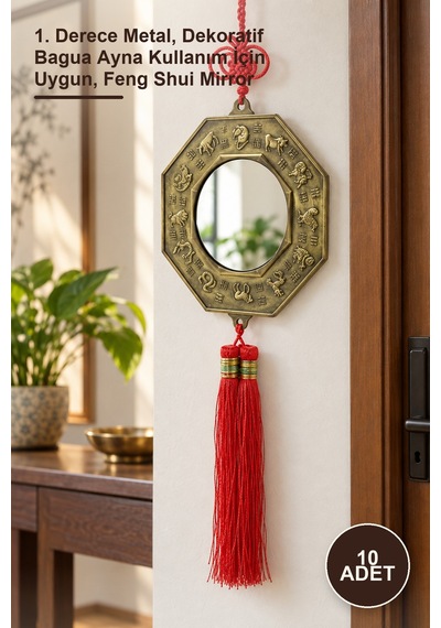 10 Adet Bagua Aynası 1. Derece Metal, Dekoratif Bagua Ayna Kullanım İçin Uygun, Feng Shui Mirror
