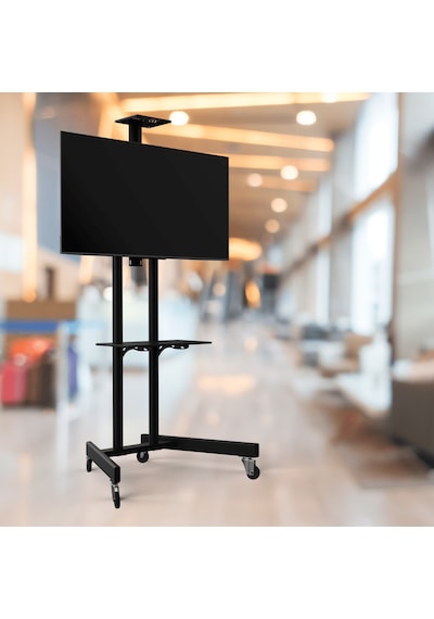Alpin TV/Fuar Standı Video Kamera Askı Aparatlı Metal Ayaklı Tekerlekli TV Sehpası/Ünitesi