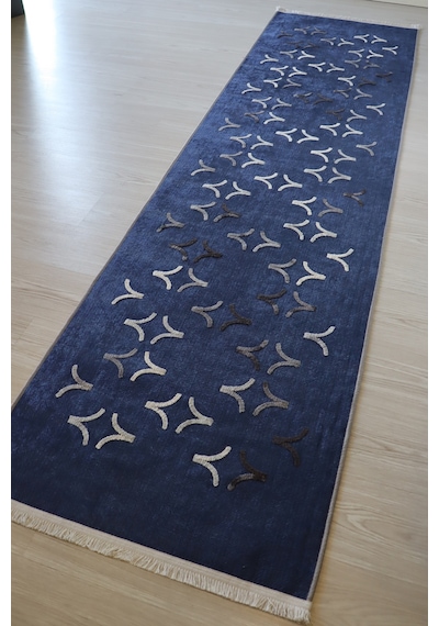 Arte Nakışlı Mavi Kilim Dekoratif Salon Halısıyıkanabili Mavi