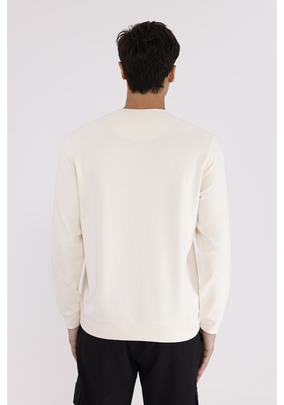 Rowinger Modal Karışımlı Yumuşak Dokulu Rahat Kalıp Esnek Kullanım Sunan Sweatshirt Ecru