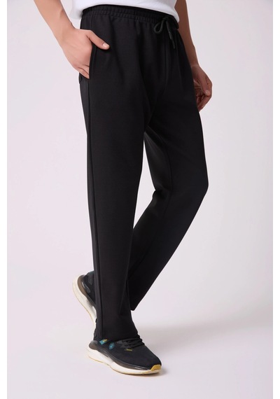 Defys Erkek Beli Lastikli Düz Paça Cepli Regular Fit Pantolon Siyah - 747388787 Siyah