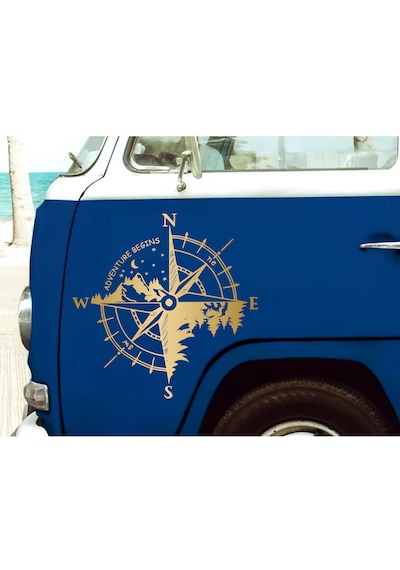 Pusula Kamp Ve Orman Sticker - Araba Pickup Karavan Sticker - 4x4 Off Road Kamp Adventure Sticker - 00301 30x30 Cm