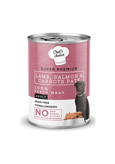 Chefs Choice Pate Kuzulu Ve Somonlu Tahılsız Yetişkin Köpek Konservesi 400 Gr