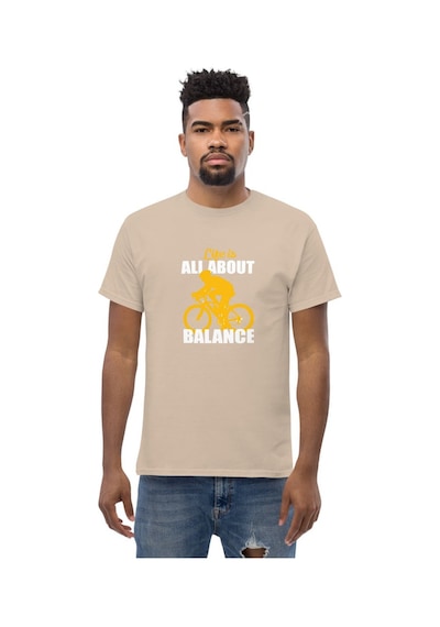Wildstyle This Is All About Balance Bisiklet Denge Yol Baskılı Unisex Bisiklet Yaka Pamuklu Tişört Camel