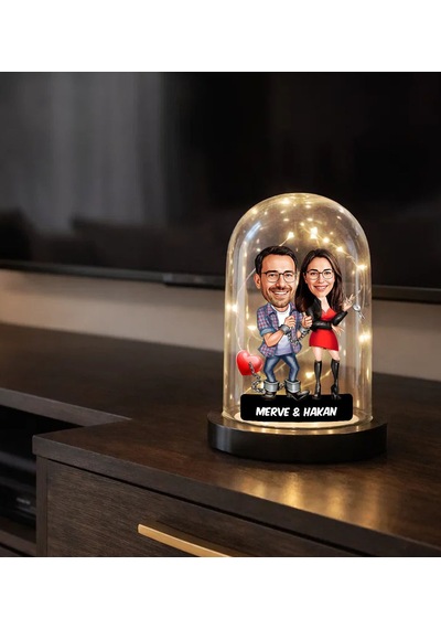 Bk Gift Kişiye Özel Sevgiliye Karikatürlü Led Işıklı Cam Fanus Biblo -9, Romantik Hediye, Ev Hediyesi, Sevgiliye Hediye Kobitmeyencom36858 Bk Gift