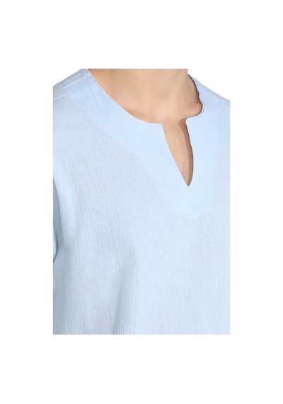 Kısa Kol Şile Bezi Bisiklet Yaka Erkek Tshirt Buz Mavi 3027