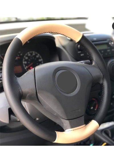 Fiat Linea Iki Renkli Dikmeli Direksiyon Kılıfı Bej-Siyah