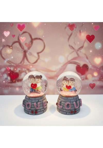 Şık Işıklı Mini Kar Küresi Love Minik Obje Romantik Parça Ev Aksesuarı