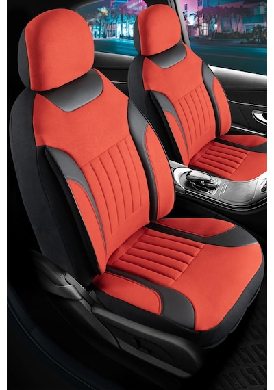Renault 11 Flash Uyumlu Lüx Deri Detaylı Tay Tüyü Oto Koltuk Kılıfı Ön Arka Takım Edition Serisi Kırmızı