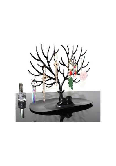 Geyik Tasarım Takı Standı Yüzük Küpe Mücevher Organizer Siyah