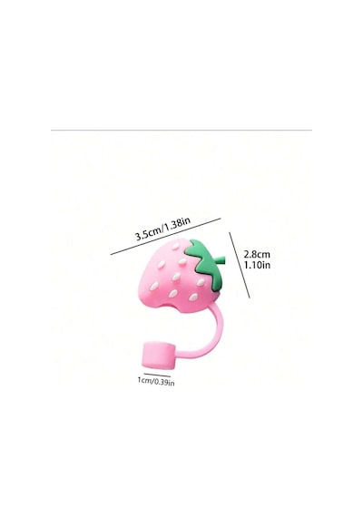 Silikon Pembe Çilek Model Toz Geçirmez Sızdırmaz Pipet Kapağı 1 Adet Stanley Termos Ile Uyumlu