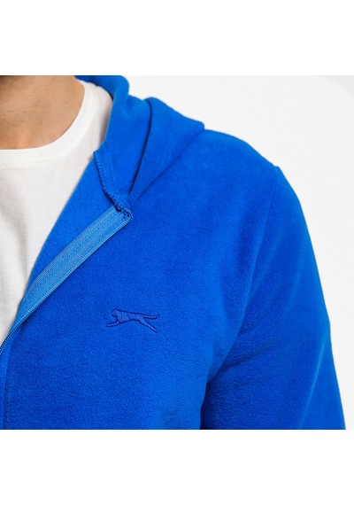 Slazenger SAMSON IN Erkek Fermuarlı Kapüşonlu Cepli Saks Mavi Polar
