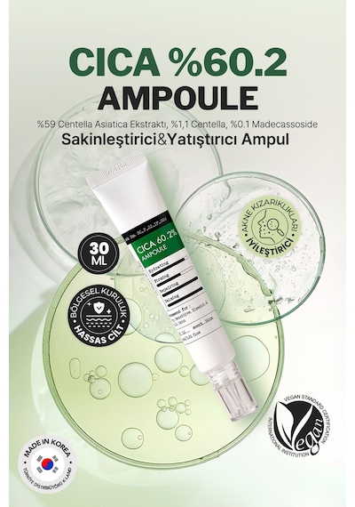 Derma Factory %60.2 Cica İçeren Yatıştırıcı Vegan Serum Derma Factory Cica %60.2 Ampoule 30 ML