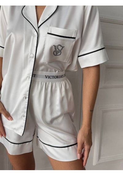Victoria's Secret Victoria"s Secret İpek Saten Yazlık Pijama Takımı Beyaz