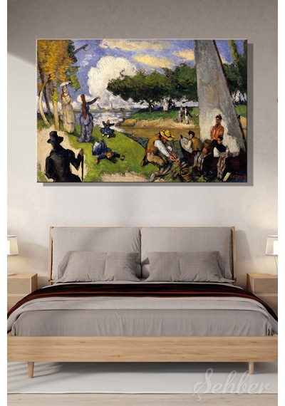 Paul Cézanne'in "balıkçılar Fantastik Sahne '' Adlı Eseri Yatay Kanvas Tablo 4756 Çok Renkli