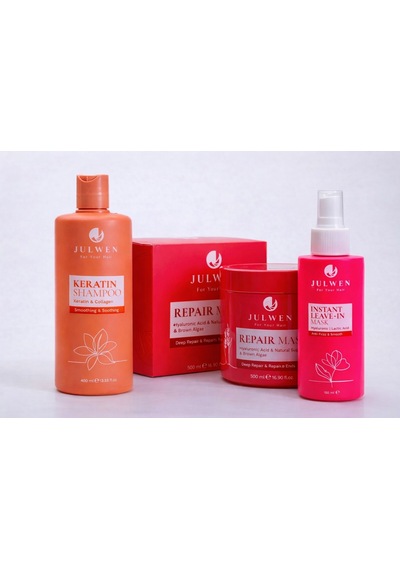 Julwen Keratin Treatment Şampuan 400 ML + Instant Leave-ın Mask 150 ML + Repair Mask 500 ML