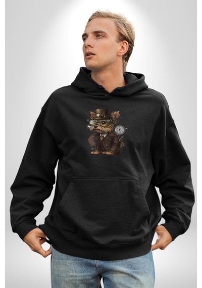 İş İnsanı Yorkshire Zamanda Yolculuk Kadın Erkek Siyah Kapüşonlu Sweatshirt Hoodie Siyah