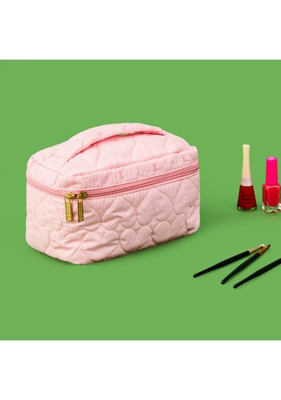 Kapitone Makyaj Çantası - Pembe