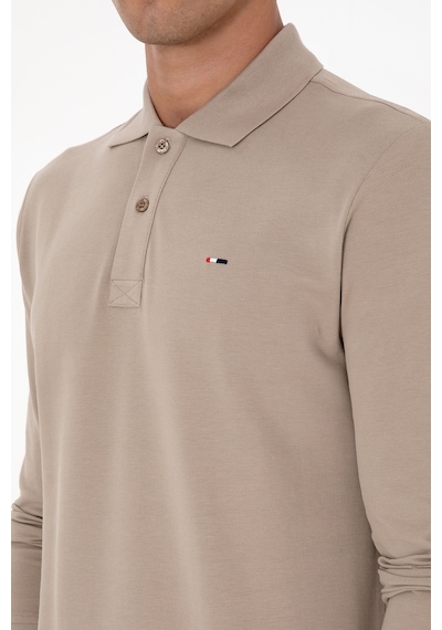 U.S. Polo Assn. Erkek Regular Fit Polo Yaka Koyu Bej Basic Sweatshirt 50315941-VR088