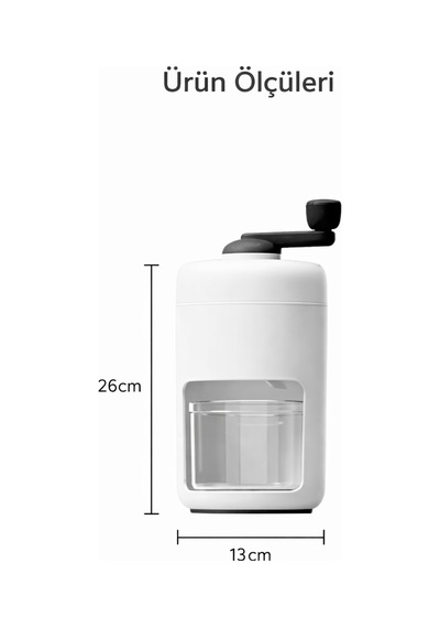 Manuel Buz Kırma Aparatı 500 Ml Hazneli, Kol Çevirmeli Ice Crusher, Slushie Ve Frozen İçecek Yapıcı Beyaz