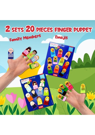 2 Set - 20 Parça Tox Emojiler Ve Aile Bireyleri Parmak Kukla T106