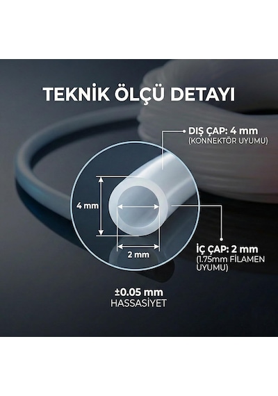 3d Yazıcı İçin Hassas Dyzer Ptfe Filament Kılavuz Hortumu 1.75mm Filament Uyumlu 2 Metre Çok Renkli